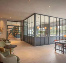 Modern lobby at The Gateway Hotel Dundalk with cosy seating and natural light.