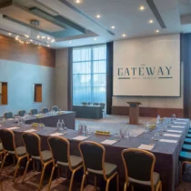 Spacious conference room at The Gateway Hotel Dundalk set for a meeting.